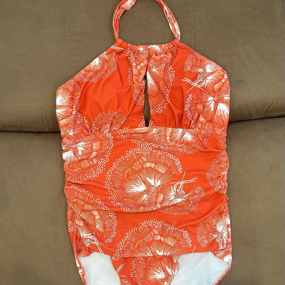 Orange Floral Womens Swimsuit